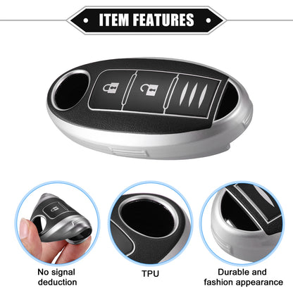 3 Button Key Fob Cover for Nissan Serena, X-Trail (2016–2023) TPU Black
