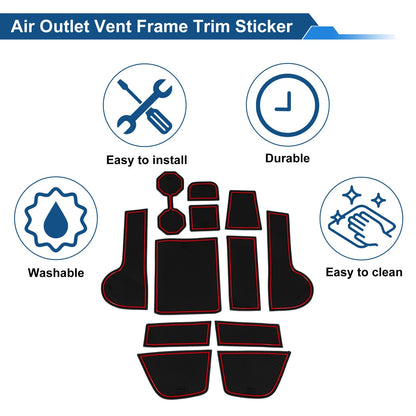 Set of 12 Non-Slip Mats for VW Polo MK6 (2018–2024) PVC Red