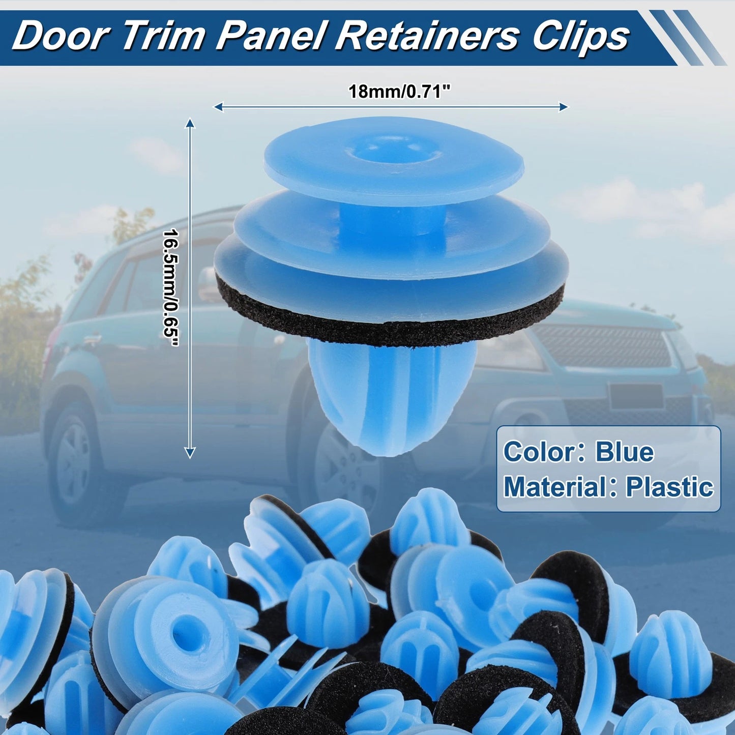 25pcs Door Trim Clips for Lexus ES250 (2021–2022) No. 67771-26240 Plastic Blue