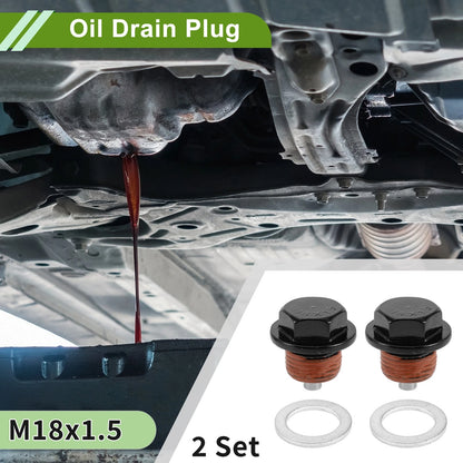 Set of 2 M18x1.5 Aluminum Oil Drain Plug with Gasket for Car Motorcycle