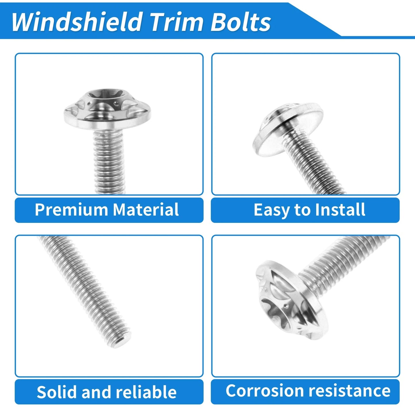 Windshield Bolts for Harley Road Glide (2015–2024) Titanium Alloy Silver Tone