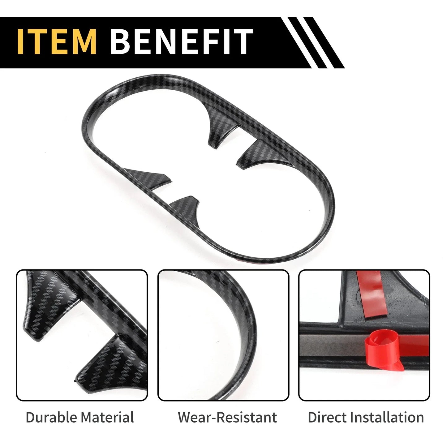 Front Central Cup Holder Cover for Chevy Colorado (2023-2024) Carbon Fiber