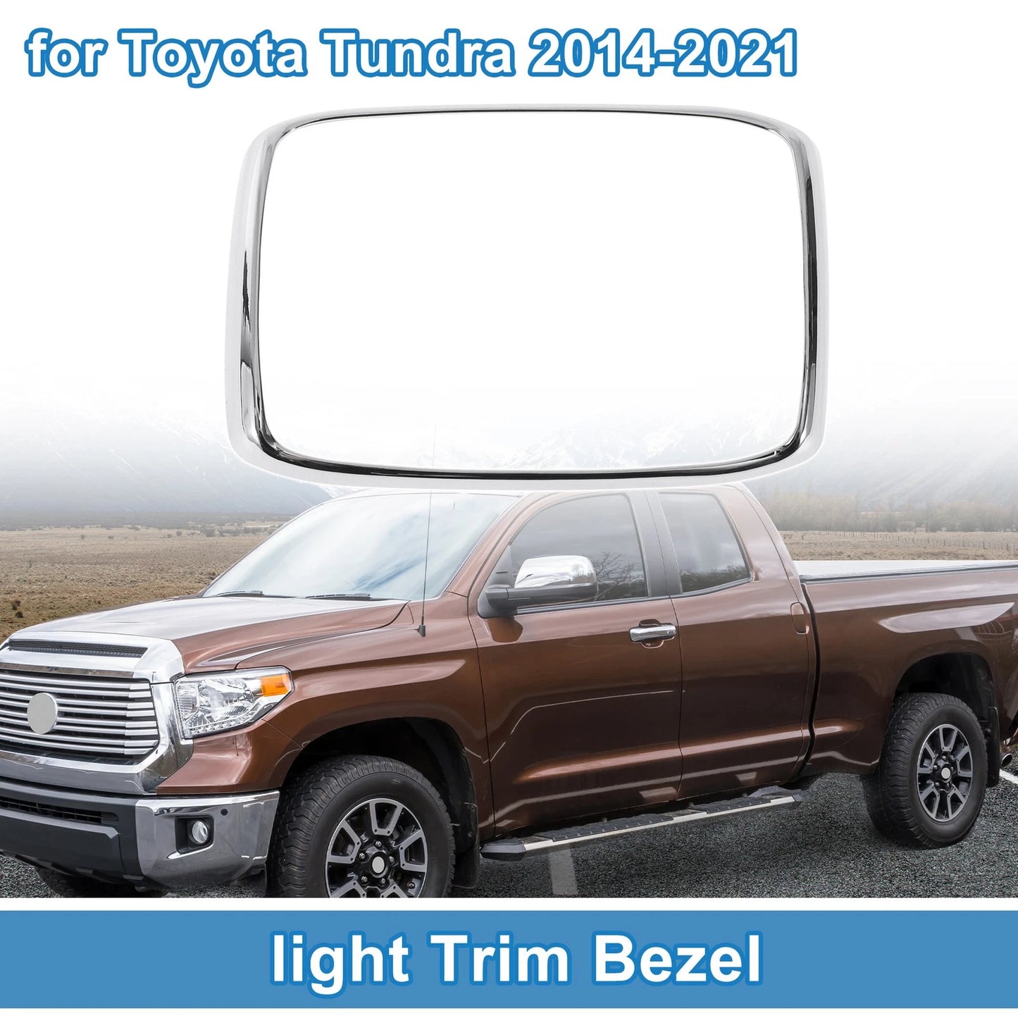 Rear Row Headlight Trim Bezel for Toyota Tundra (2014–2021) Silver Tone