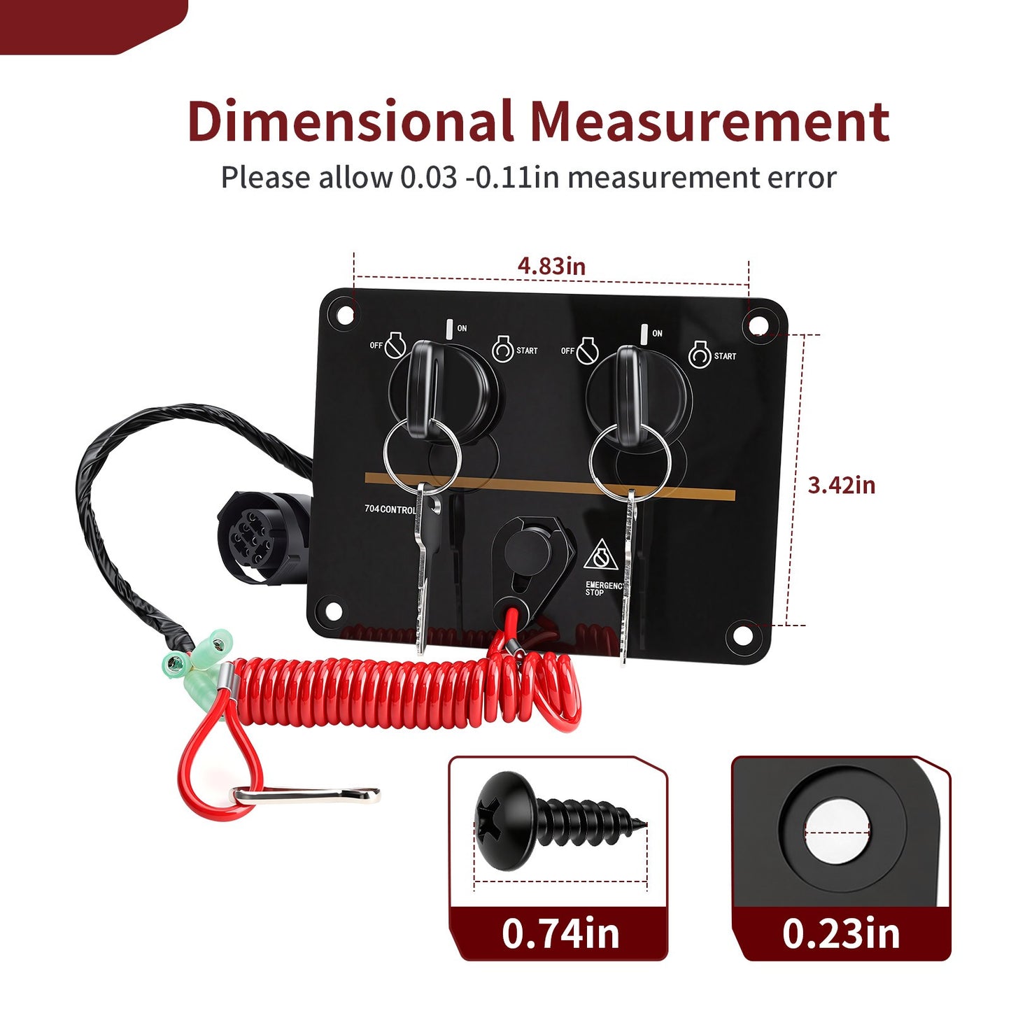 Dual Engine Key Switch Panel for Yamaha Outboard (12V)