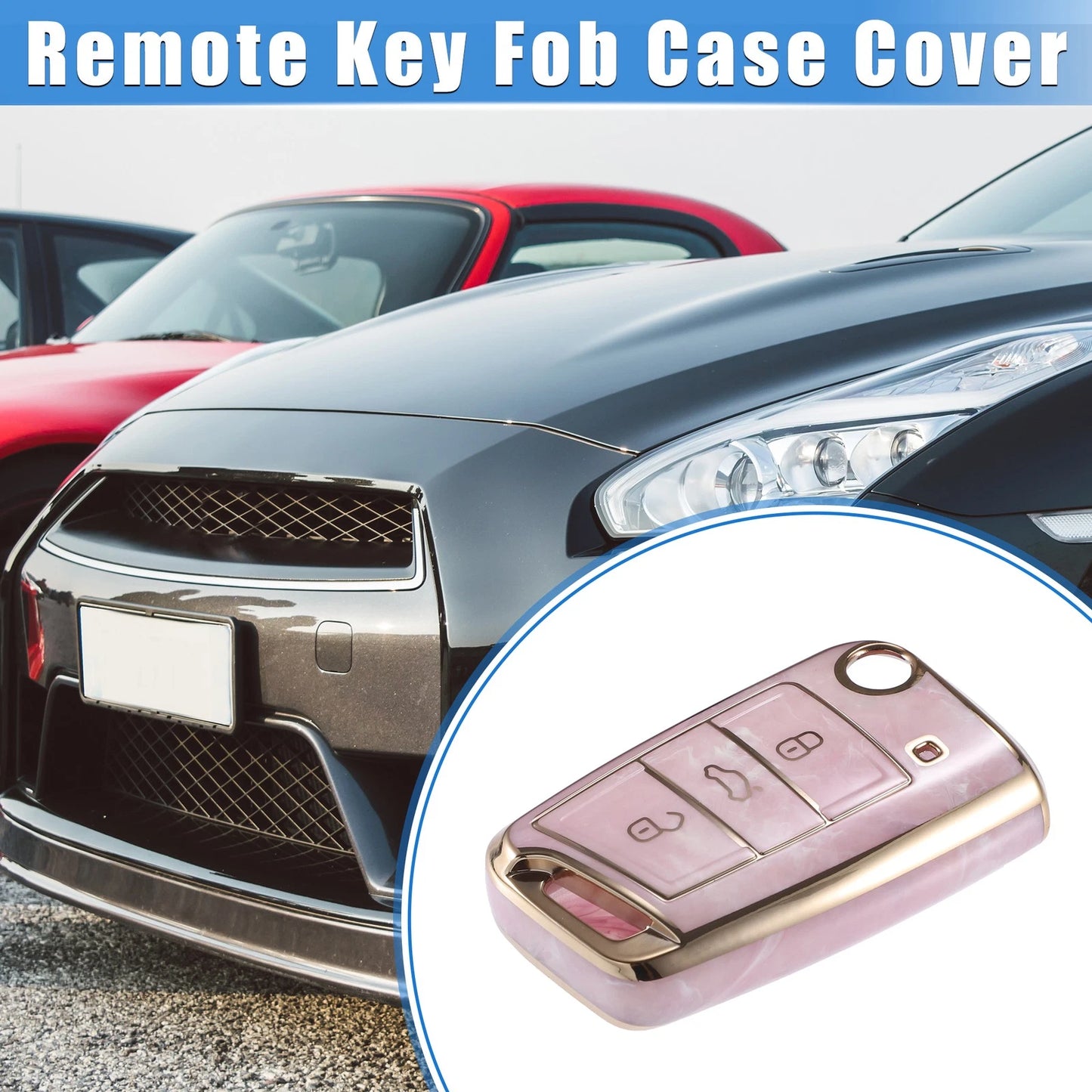 3X Remote Key Fob Case Cover for Volkswagen Golf 7 (2013–2020) TPU Pink