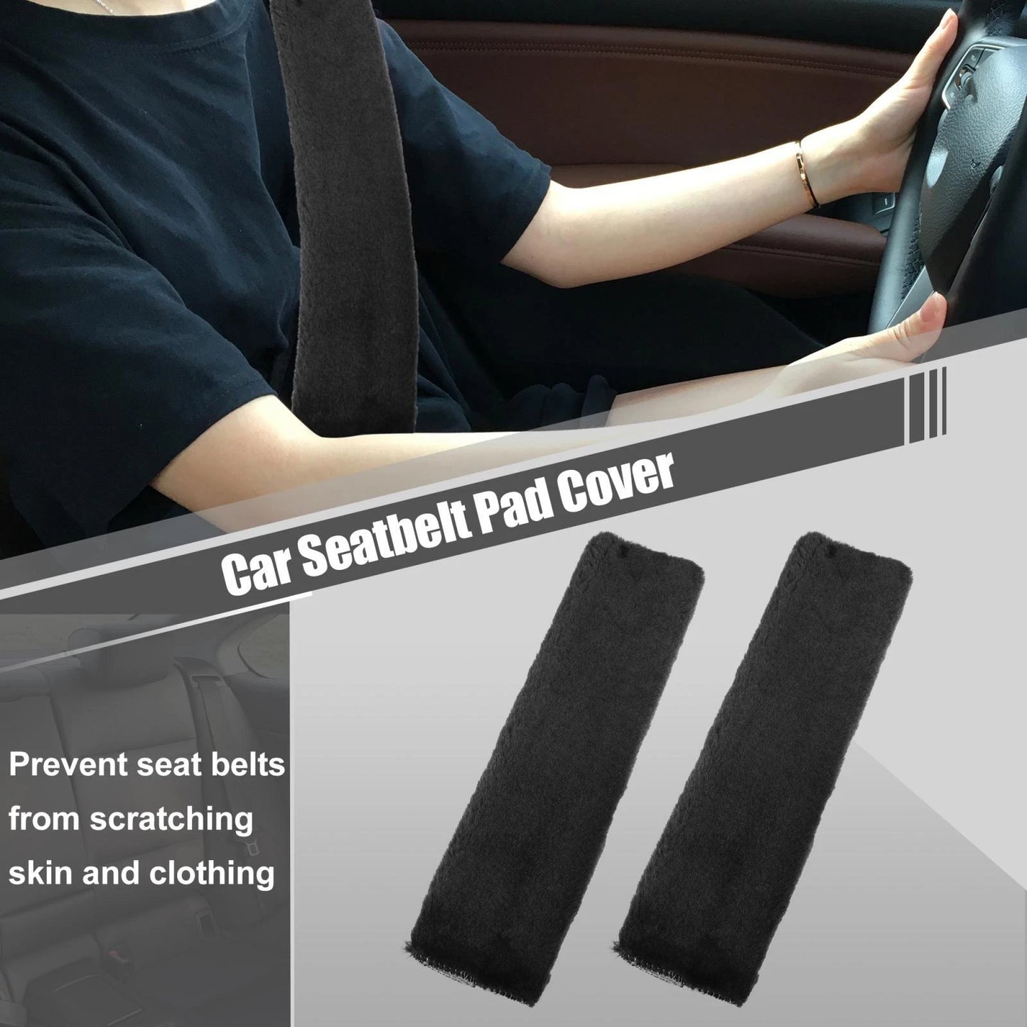 2X Seat Belt Pads for Universal Cars (Black)