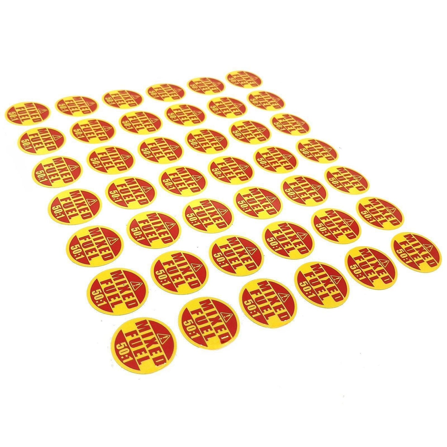 Set of 42 Mixed Fuel 1" Round Warning Decals for Gasoline
