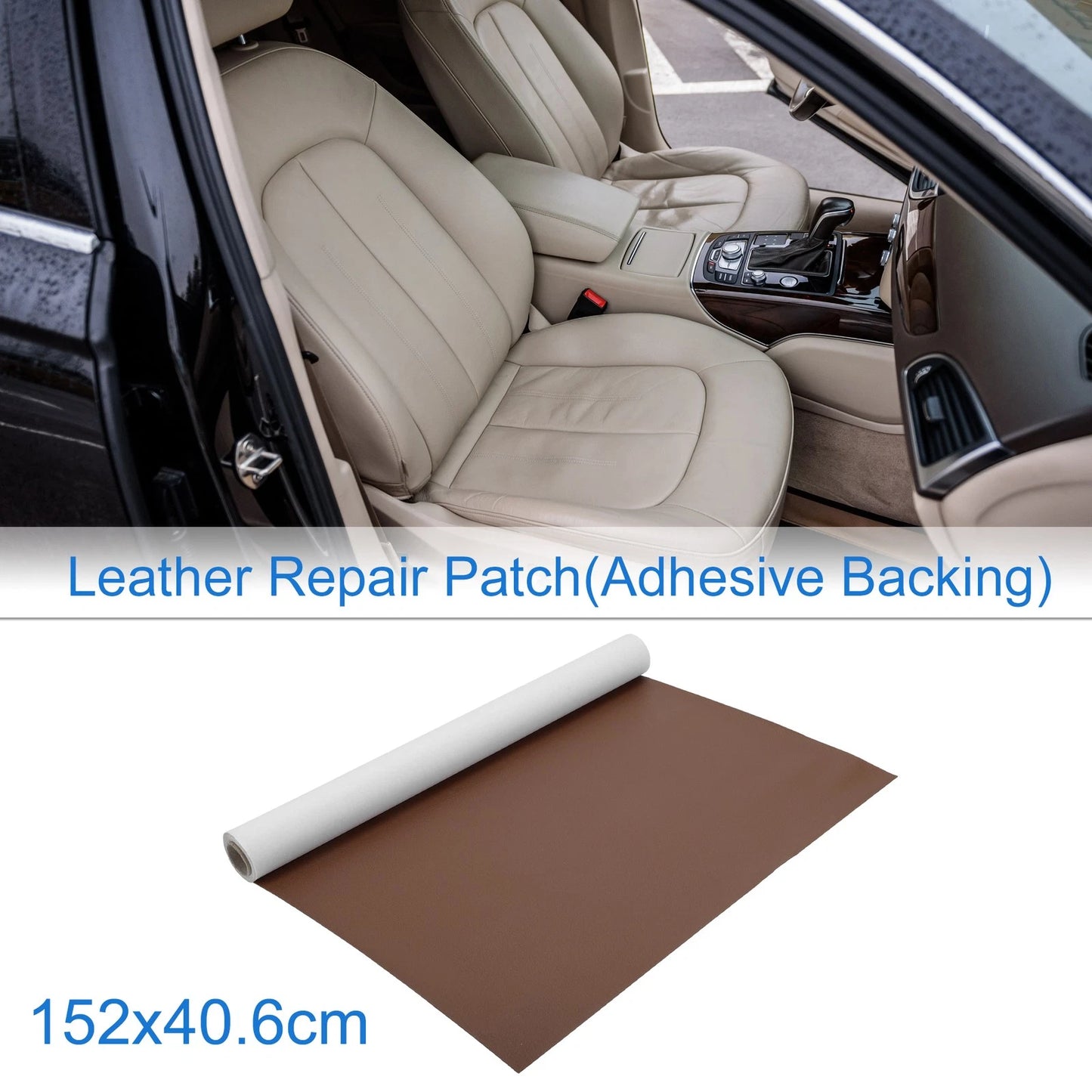 60"x16" Self Adhesive Leather Repair Patch for Car Seat Sofa (Light Brown)