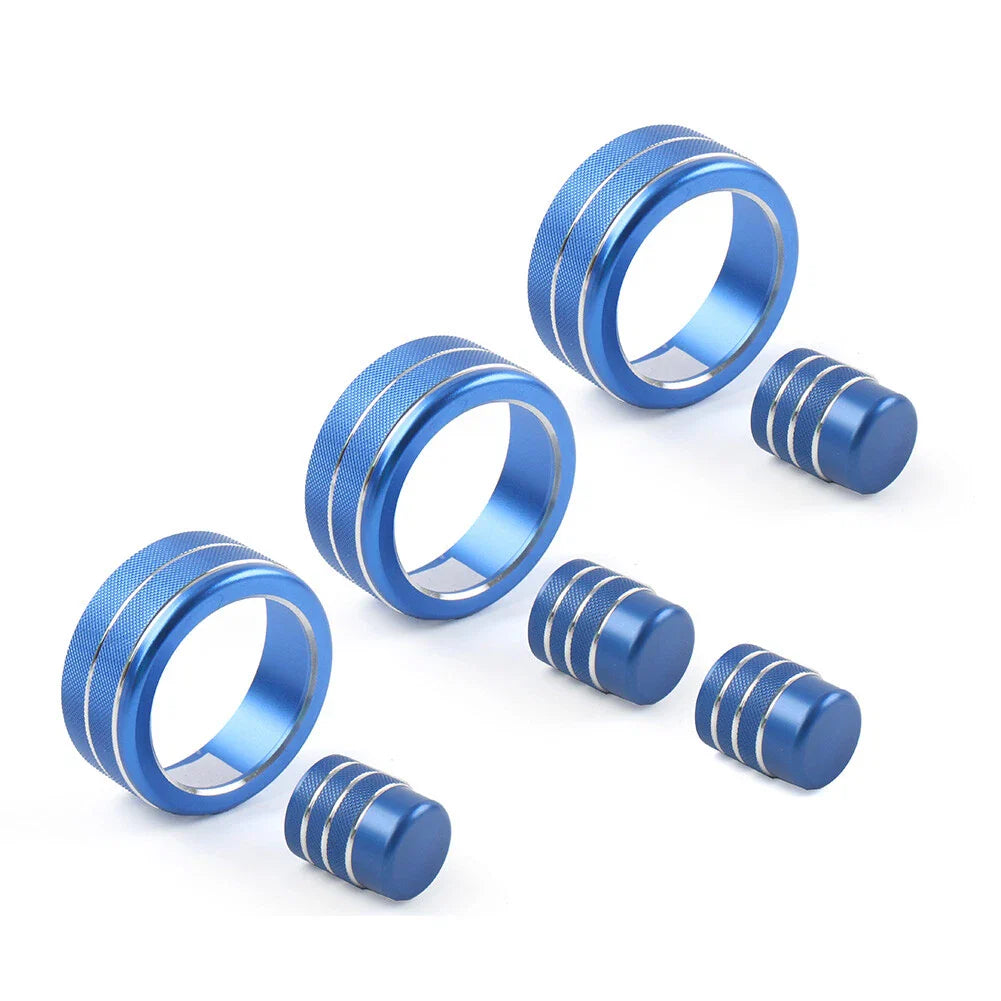 7x Switch Knob Ring Cover Trim for Honda Civic 2022+ CRV 2023-2024 Blue
