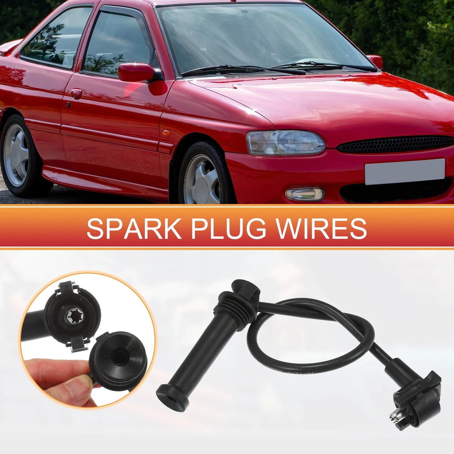 Set of 4 Spark Plug Wire Ignition Coil Cables No.F6RZ12259AD for Ford Contour (1998–2000)