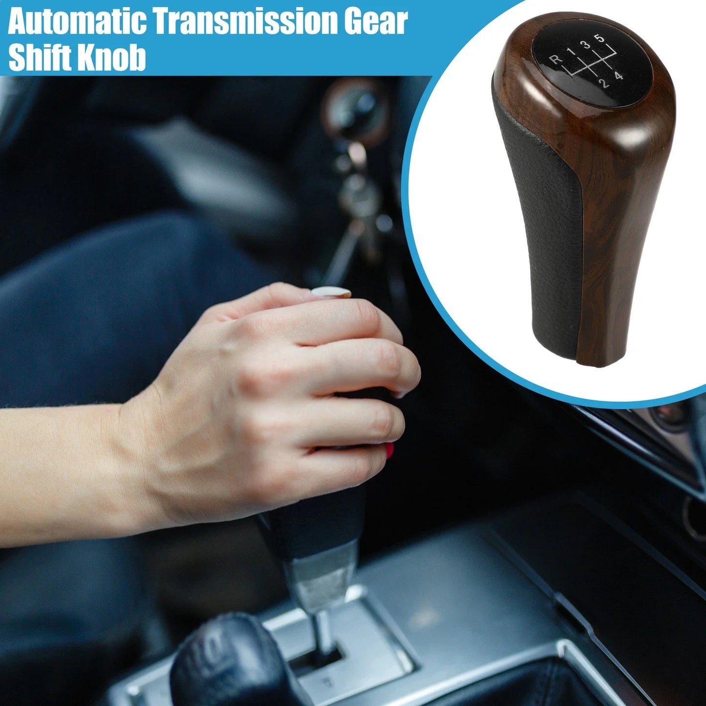 Gear Shift Knob 5 Speed for BMW Black Red Wood Pattern