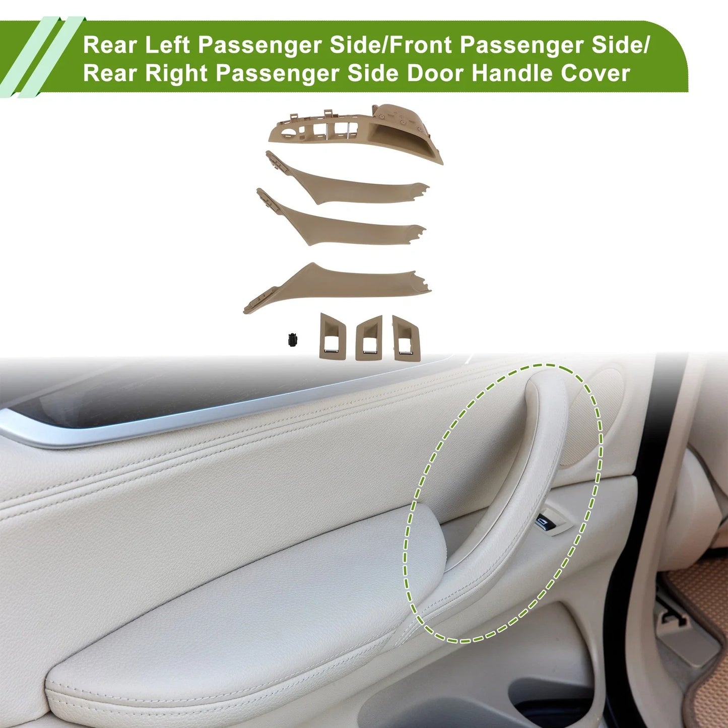 Door Panel Handle Pull Trim Cover Beige for BMW 5 Series (2011 - 2016)