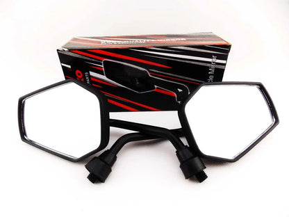 Black Red Hex Soko Mirrors for Kawasaki W650 (1999-2010)