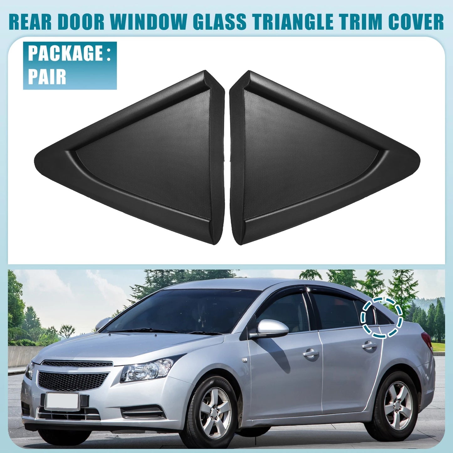 1 Pair Rear Door Window Glass Triangle Trim Cover No. 95991480 for Chevrolet