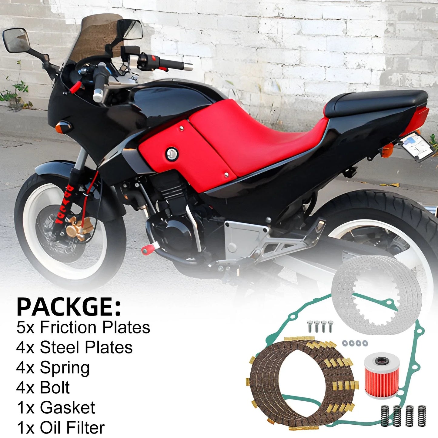 Heavy Duty Clutch Kit Gasket & Oil Filter for Kawasaki Ninja 250R (2008–2012)