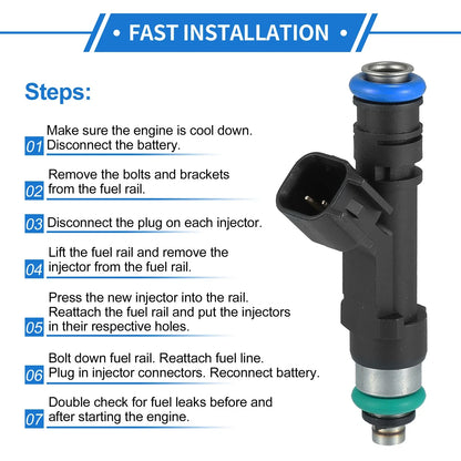 Fuel Injector 3.7L for Dodge Ram 1500 (2004-2010) - 6 x Black Injectors