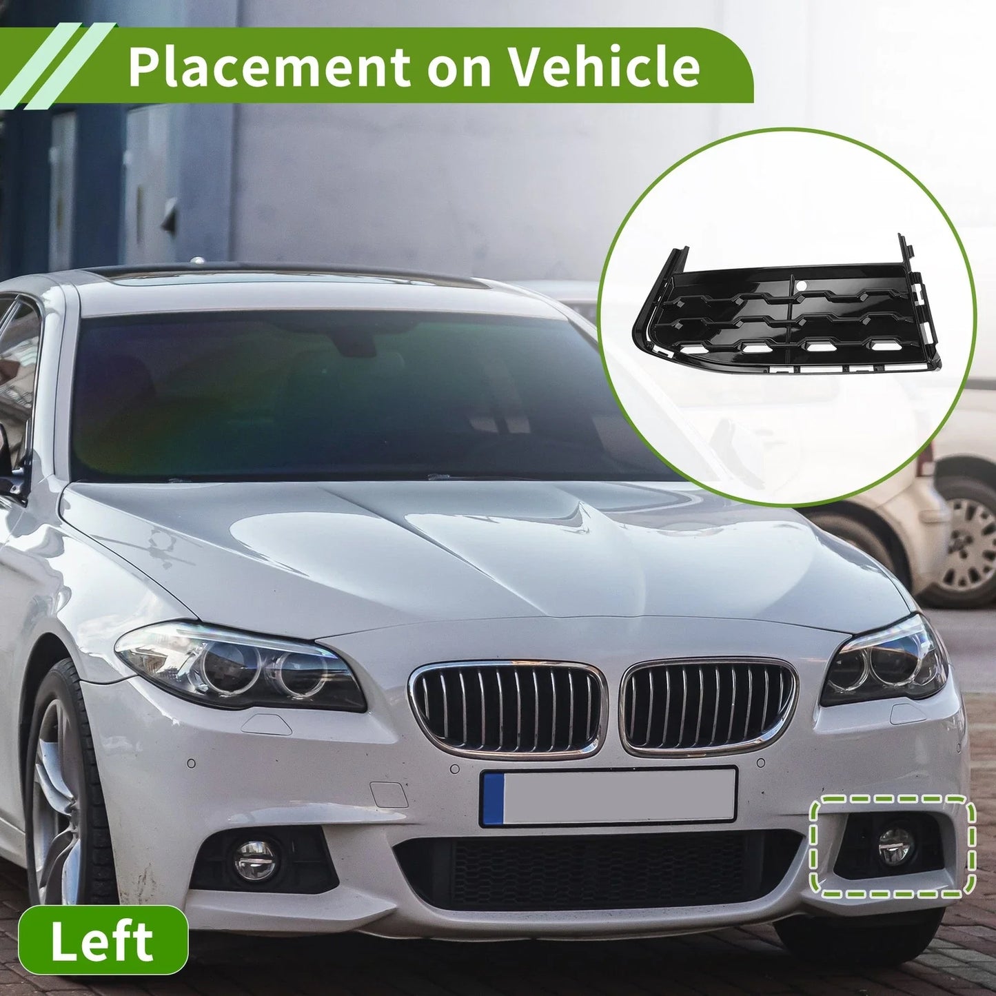 1 Pc Front Left Fog Light Grill for BMW 7 Series (2015-2020) Black