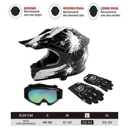 Youth ATV Helmet Full Face Off Road Dirt Bike for Kids S M L XL