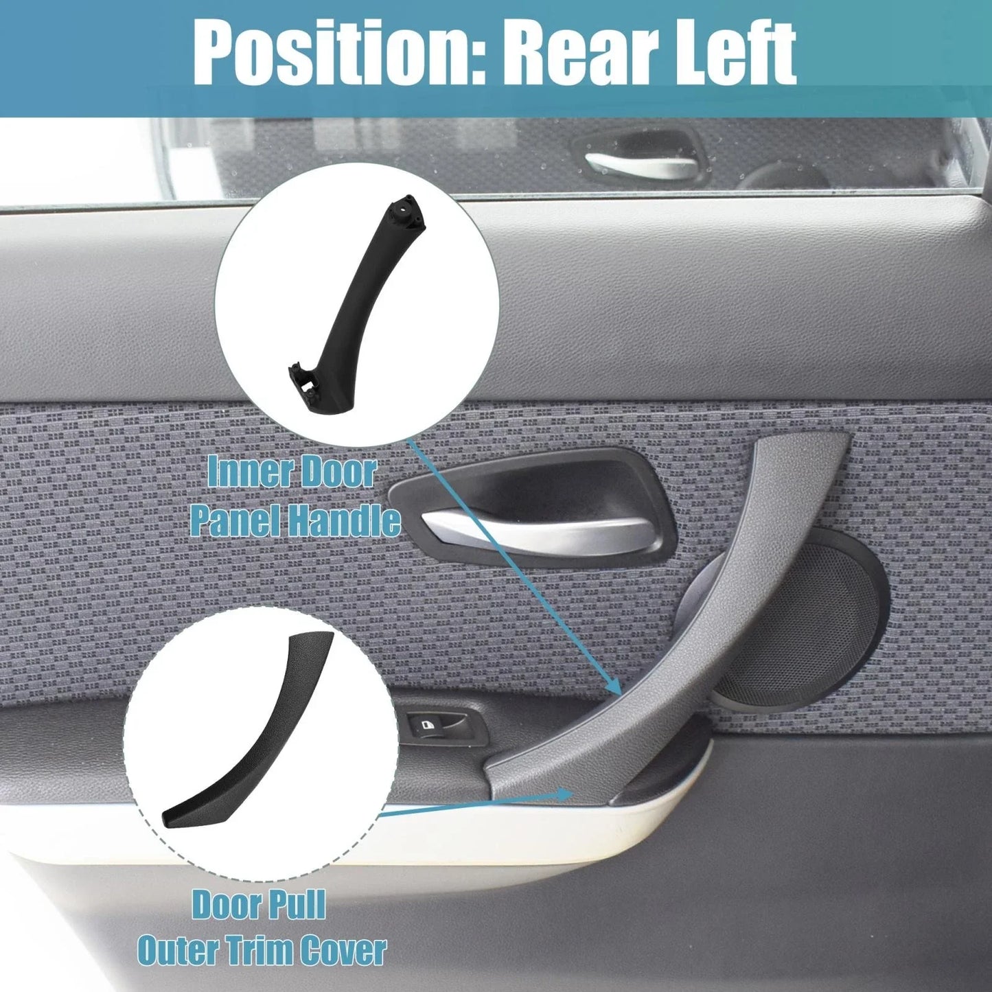 Rear Left Inner Door Panel Handle Outer Cover Black for BMW E90 (2005-2013)