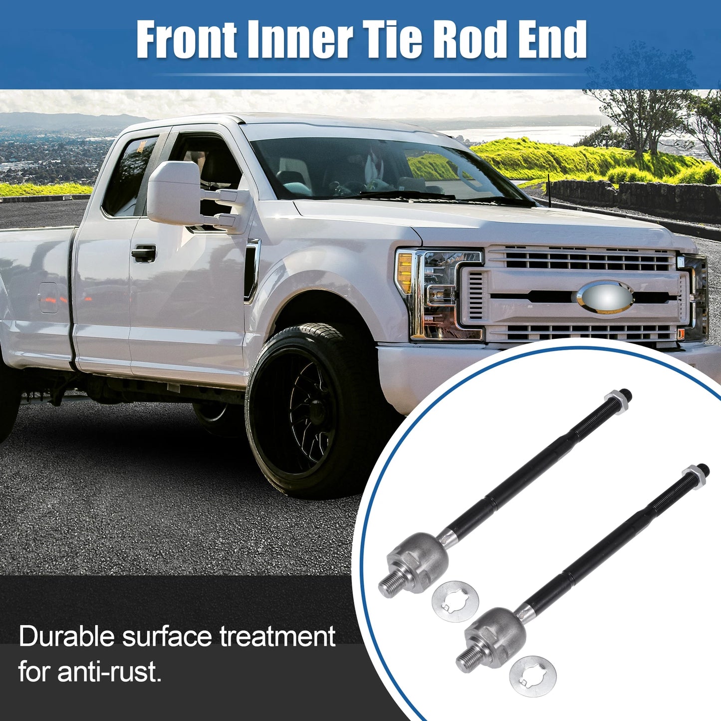 2pcs Front Inner Tie Rod End Link for Ford Explorer, Lincoln MKT
