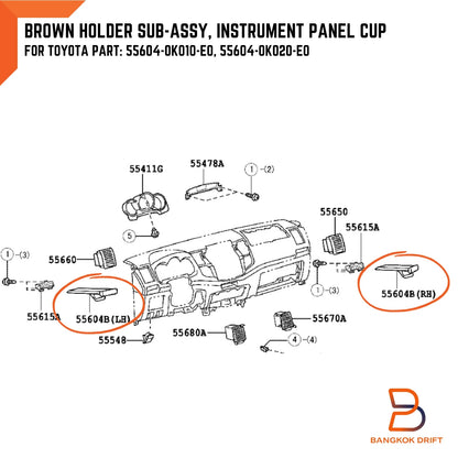 Left Side Dash Panel Cup Holder for Toyota Hilux Ute Vigo (2005-2014)