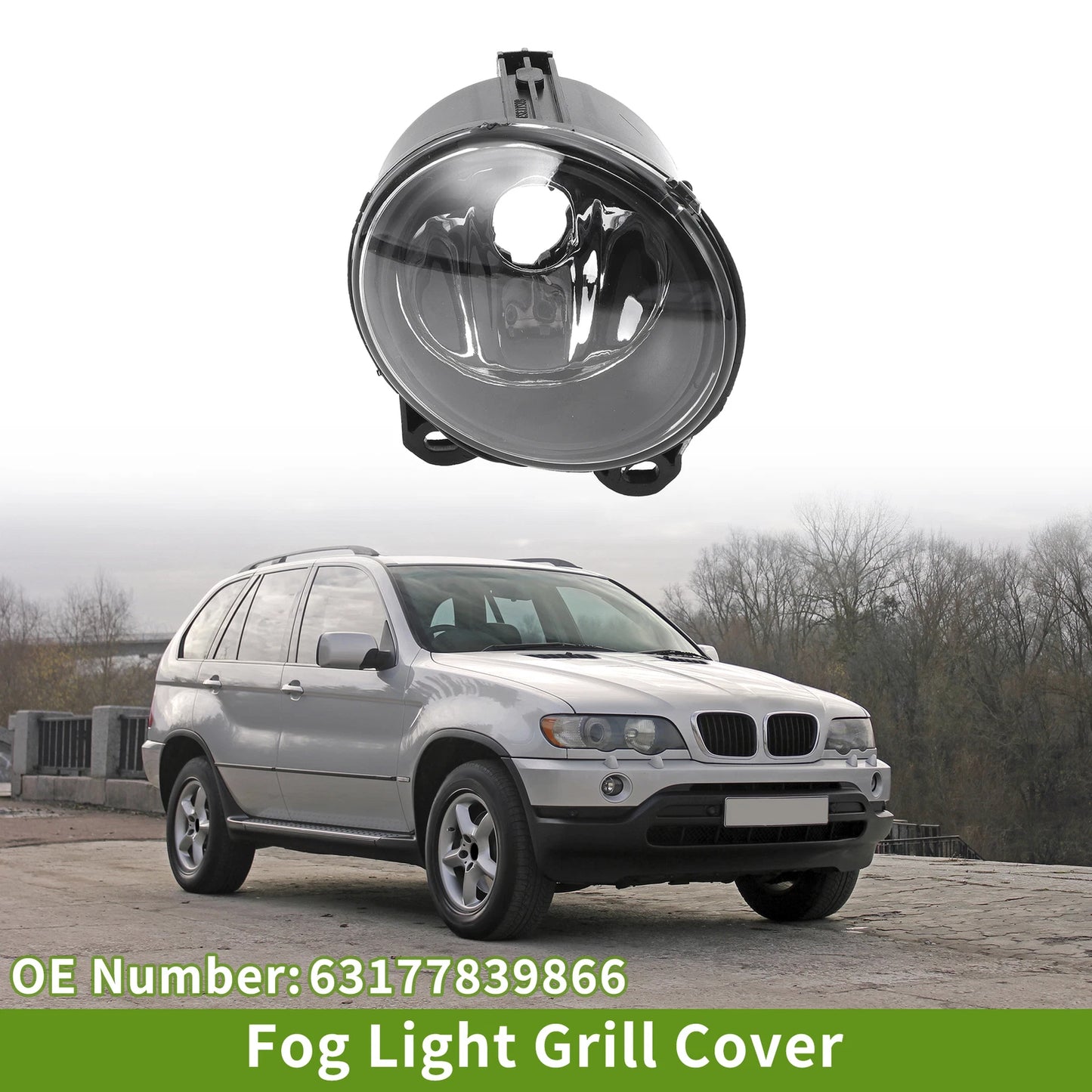 1 Pc Right Fog Light Grill for BMW X5 (1999–2006) No. 63177839866 Clear