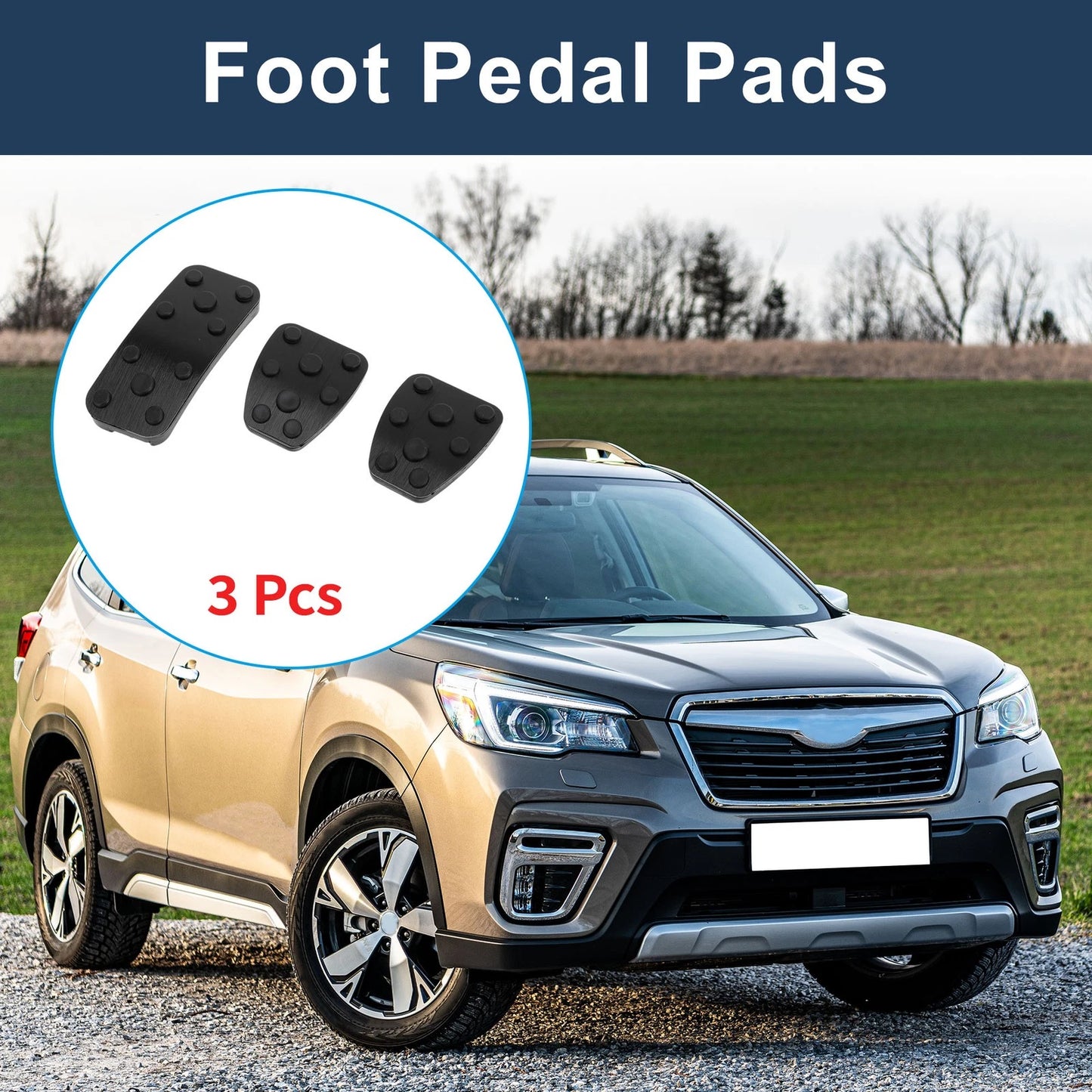 3X Foot Accelerator Pedal Covers for Subaru Forester (2006–2018) Black