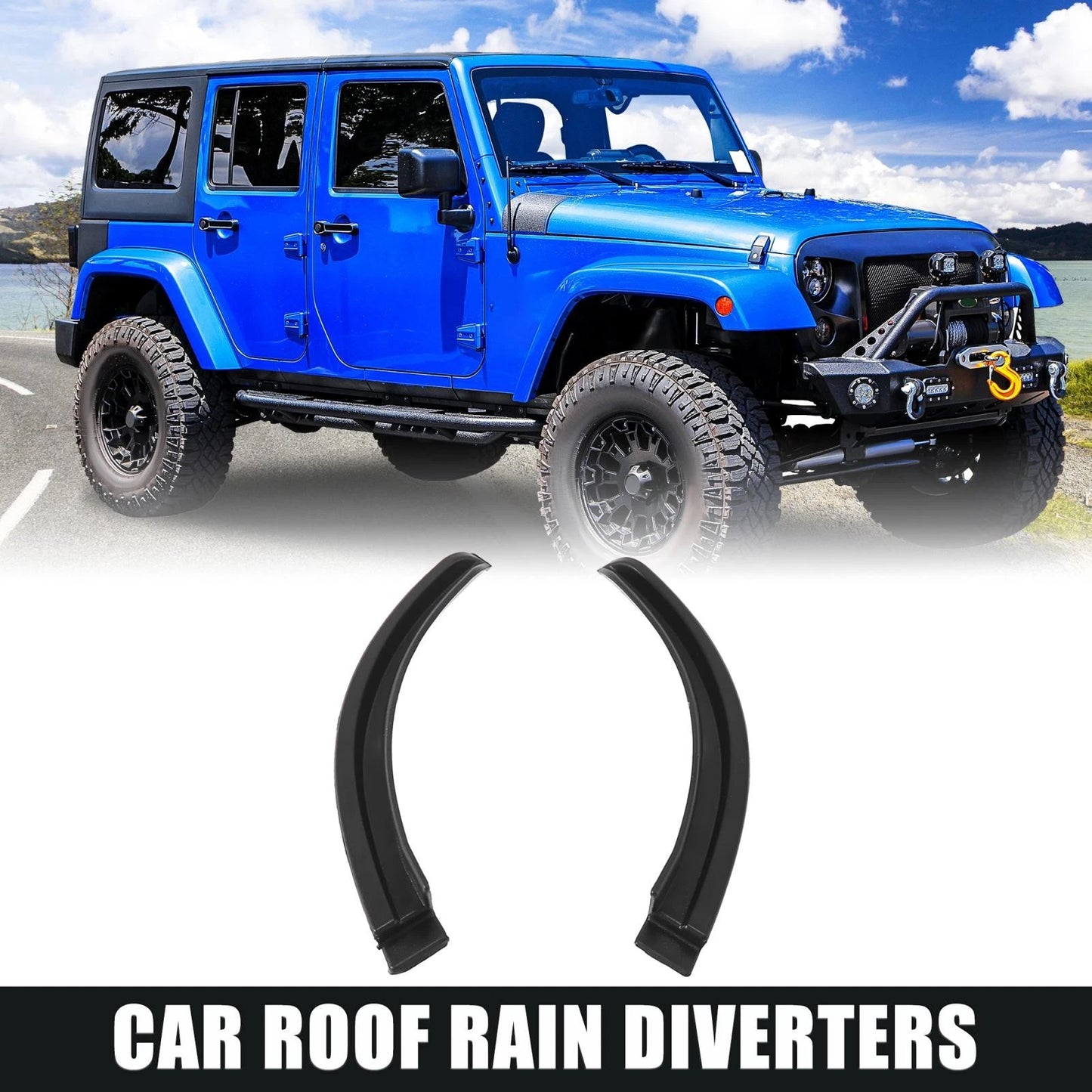 1 Pair Hardtop Water Rain Diverters for Jeep Wrangler JL (2018-2021)