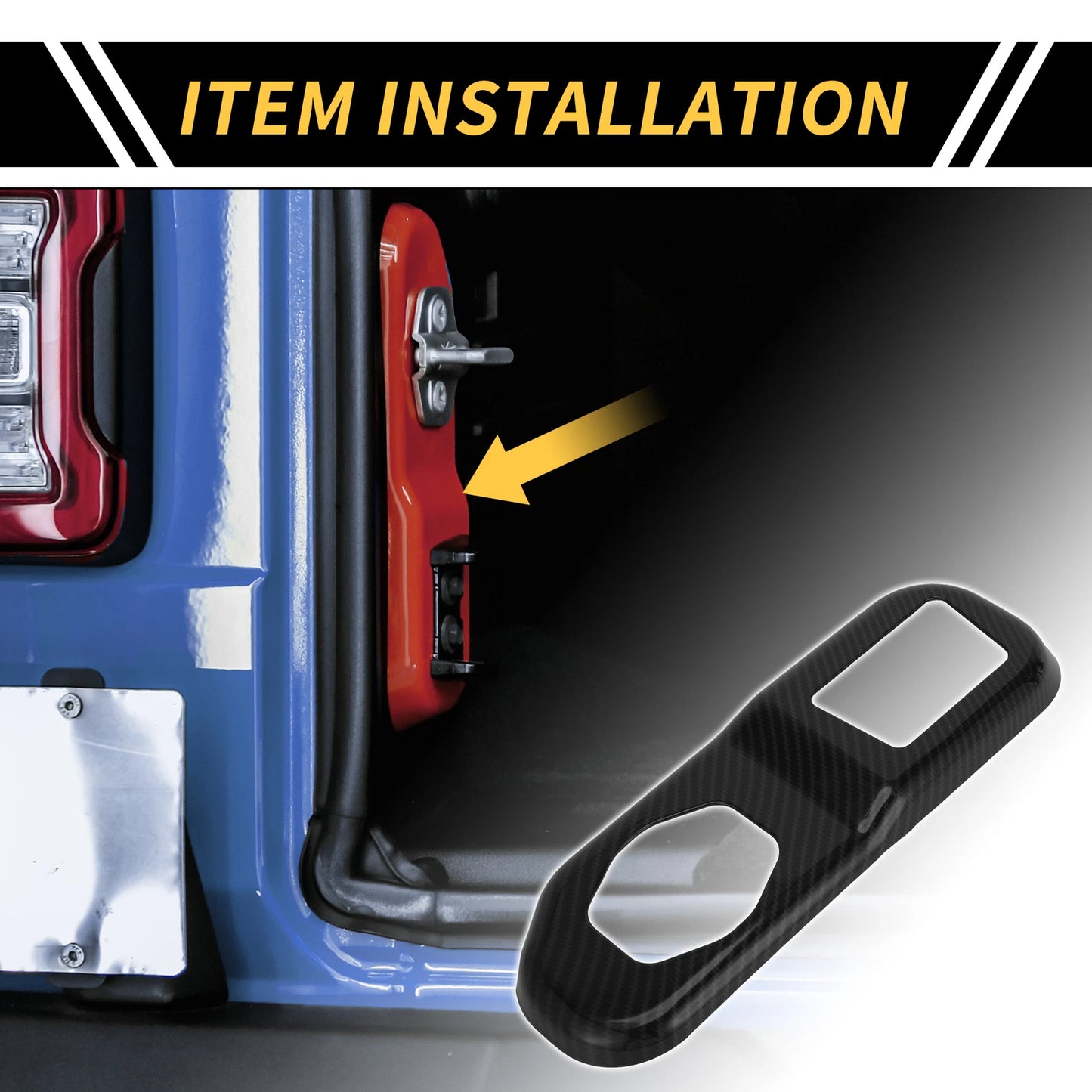 Rear Trunk Lock Panel Cover for Jeep Wrangler JL JLU (2018–2024) Carbon Fiber Black