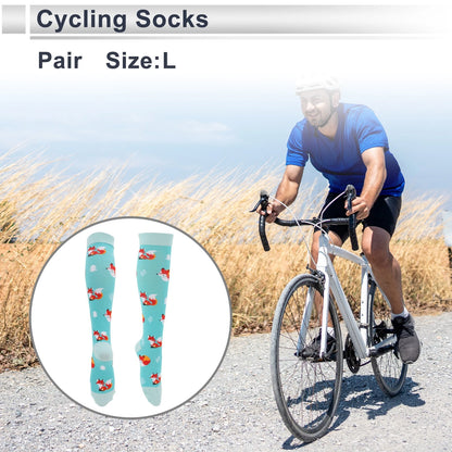 Cycling Socks Size L Sweat-Absorbent Anti-Friction High-Cut Blue