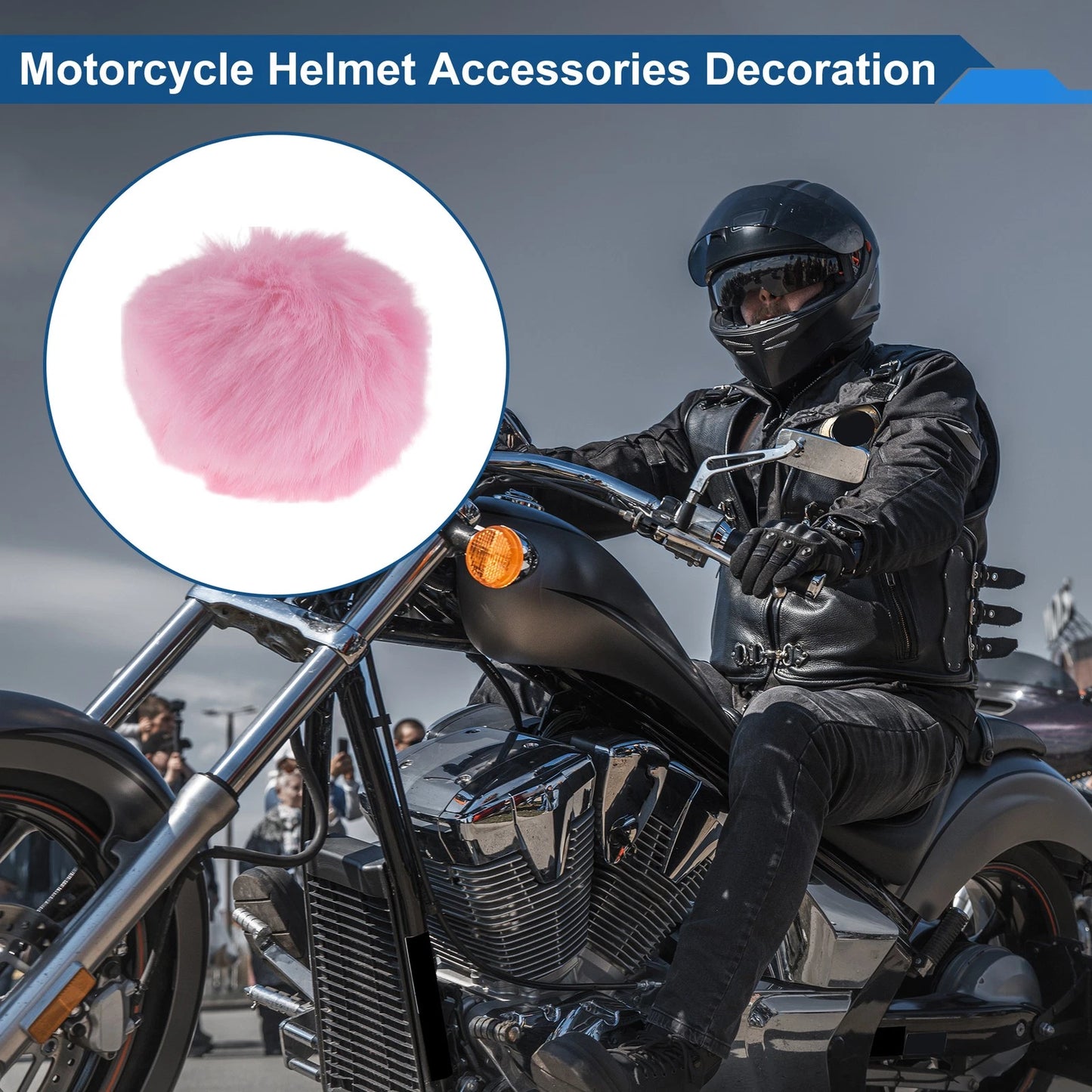 Set of 1 Pink Plush Stickers for Motorcycle Helmet