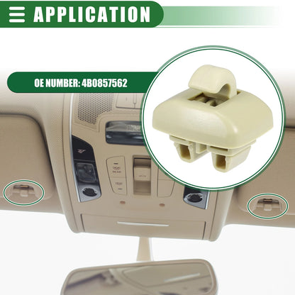 2pcs Sun Visor Holder Clip for Audi A6 Quattro (1998–2005) No. 4B0857562 Beige