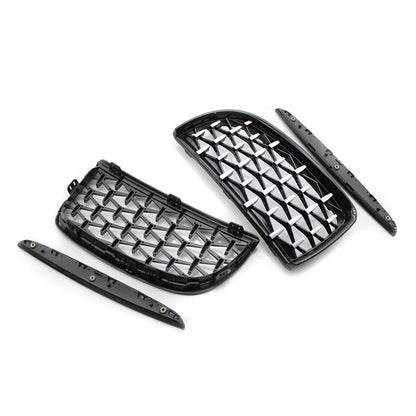 Front Frame & Chrome Grille for BMW E90 2005-2008 Black Pair