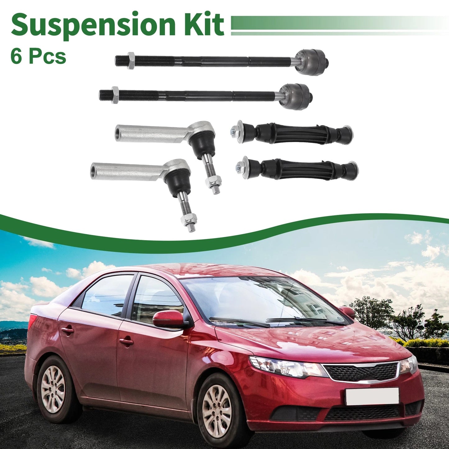 6X Front Suspension Kit Tie Rod End Sway Bar Link for Cadillac Escalade (2015–2019)
