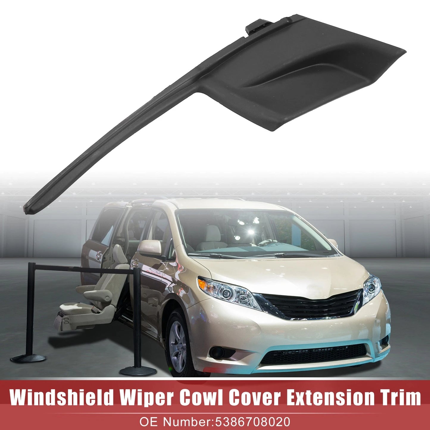 Front Left Windshield Wiper Cowl Panel for Toyota Sienna (2011–2020) No. 5386708020