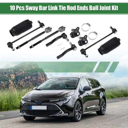 10pcs Front Suspension Kit Tie Rod End Sway Bar Link for Toyota Corolla (2003–2008)