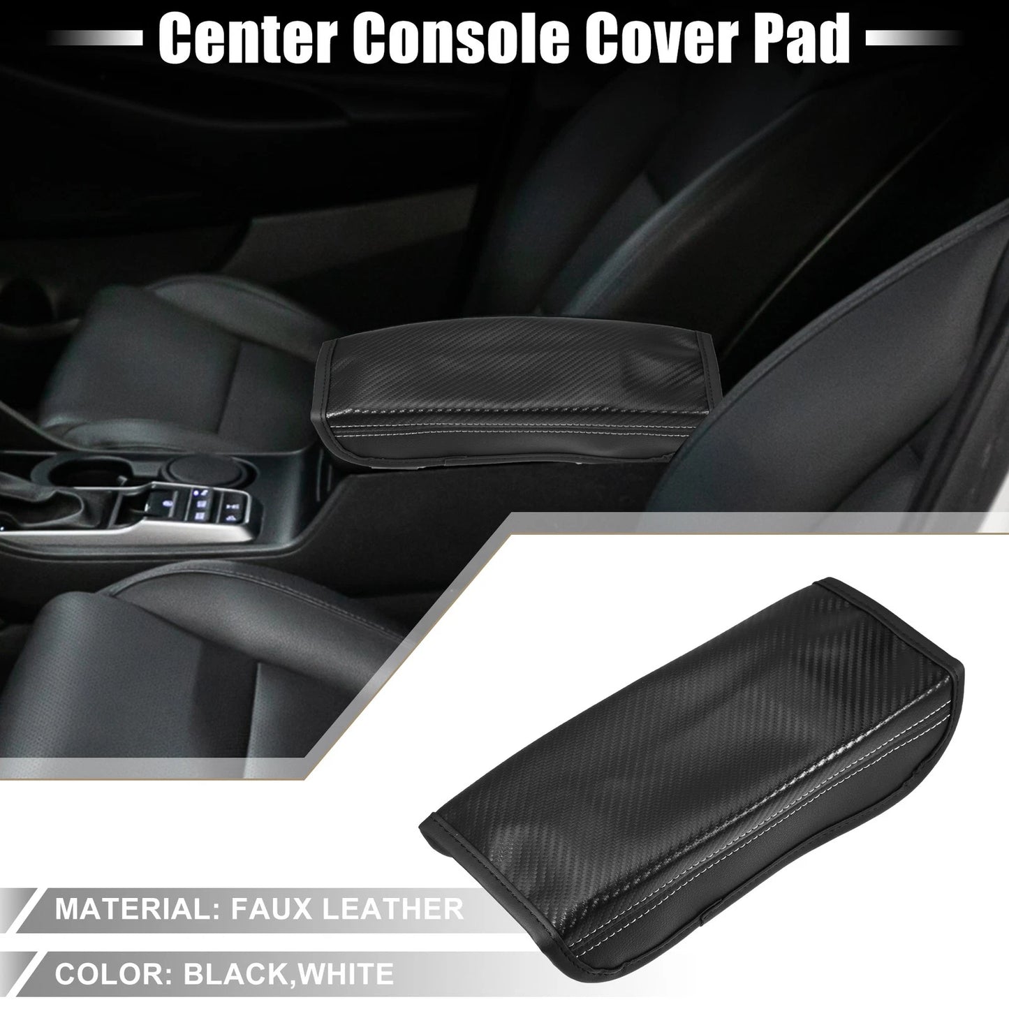 Center Console Cover Pad for Hyundai Tucson (2016–2021) Carbon Fiber Black