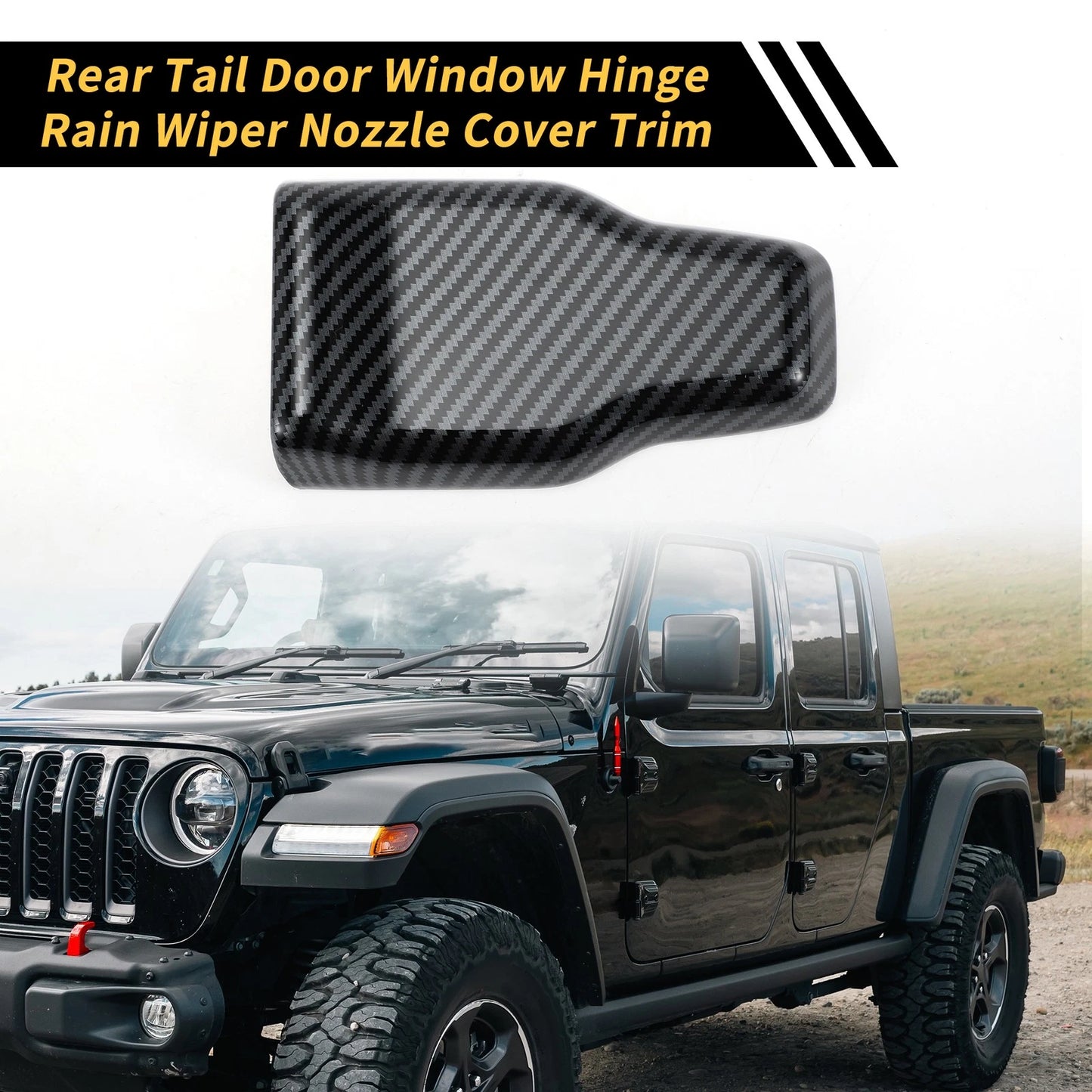 Set of 1 Rear Window Hinge & Nozzle Decor Decals for Jeep (Carbon Fiber)