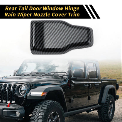 Set of 1 Rear Window Hinge & Nozzle Decor Decals for Jeep (Carbon Fiber)