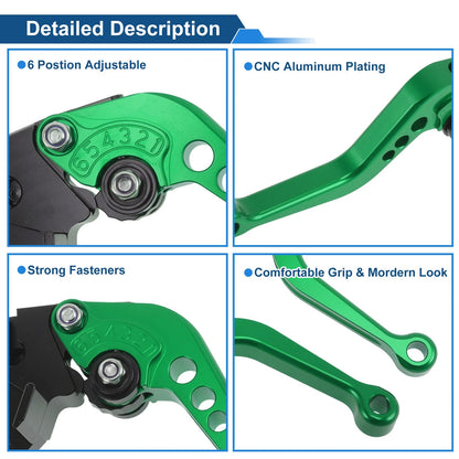 Short Brake Clutch Levers for Kawasaki Z1000SX/Ninja 1000 (2011–2016) Green