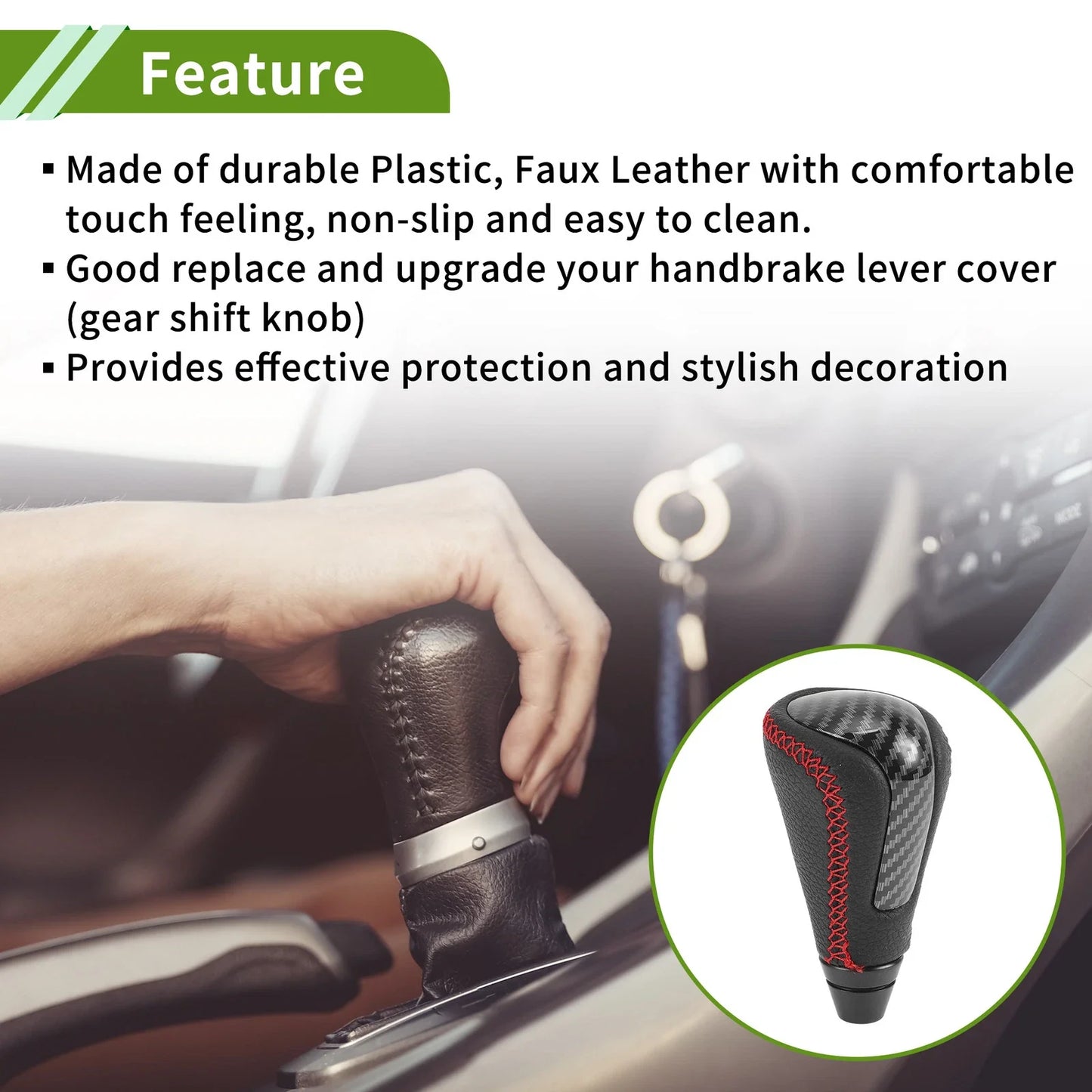 Automatic Gear Shift Knob for Lexus GS300 2006-2011 Plastic Faux Leather Black Red
