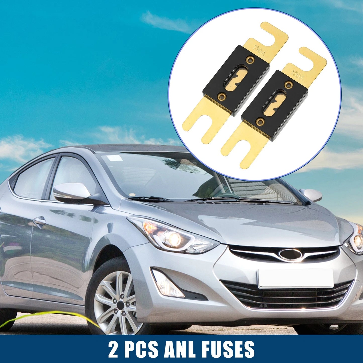 2X ANL Fuse 130A for Car Motorcycle Boat (Gold Tone Black)