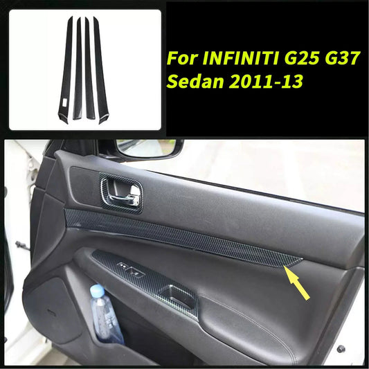 4X Wood Carbon Fiber Door Trim Stips for INFINITI G25 G37 Sedan (2011–2013)