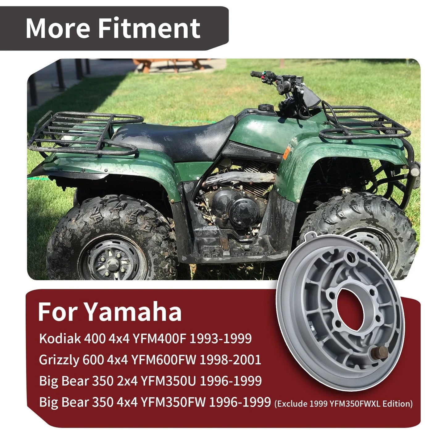 Rear Brake Drum Backing Plate for Yamaha Grizzly 600 4x4 YFM600FW (1998–2001)