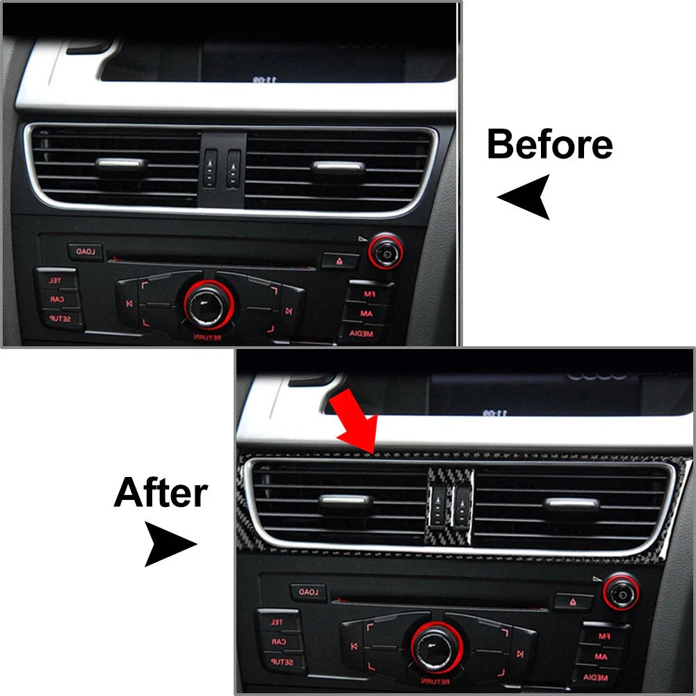 Carbon Look Center Air Conditioner Vent Outlet Cover Trim for Audi Q5 (2009-2017)