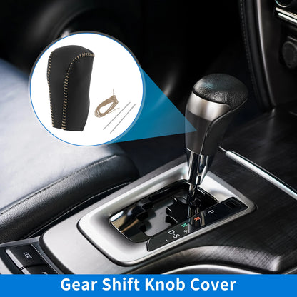 1pc Gear Shift Knob Cover for Toyota RAV4 (2013–2016) Black Beige Faux Leather