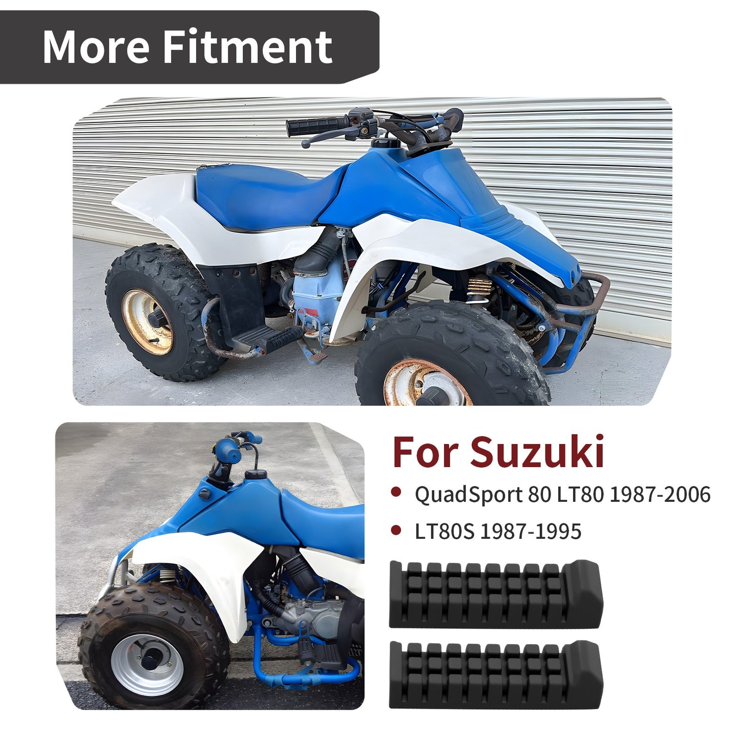 2X Rubber Foot Peg Rest for Suzuki QuadSport LT80 (1987–2006)