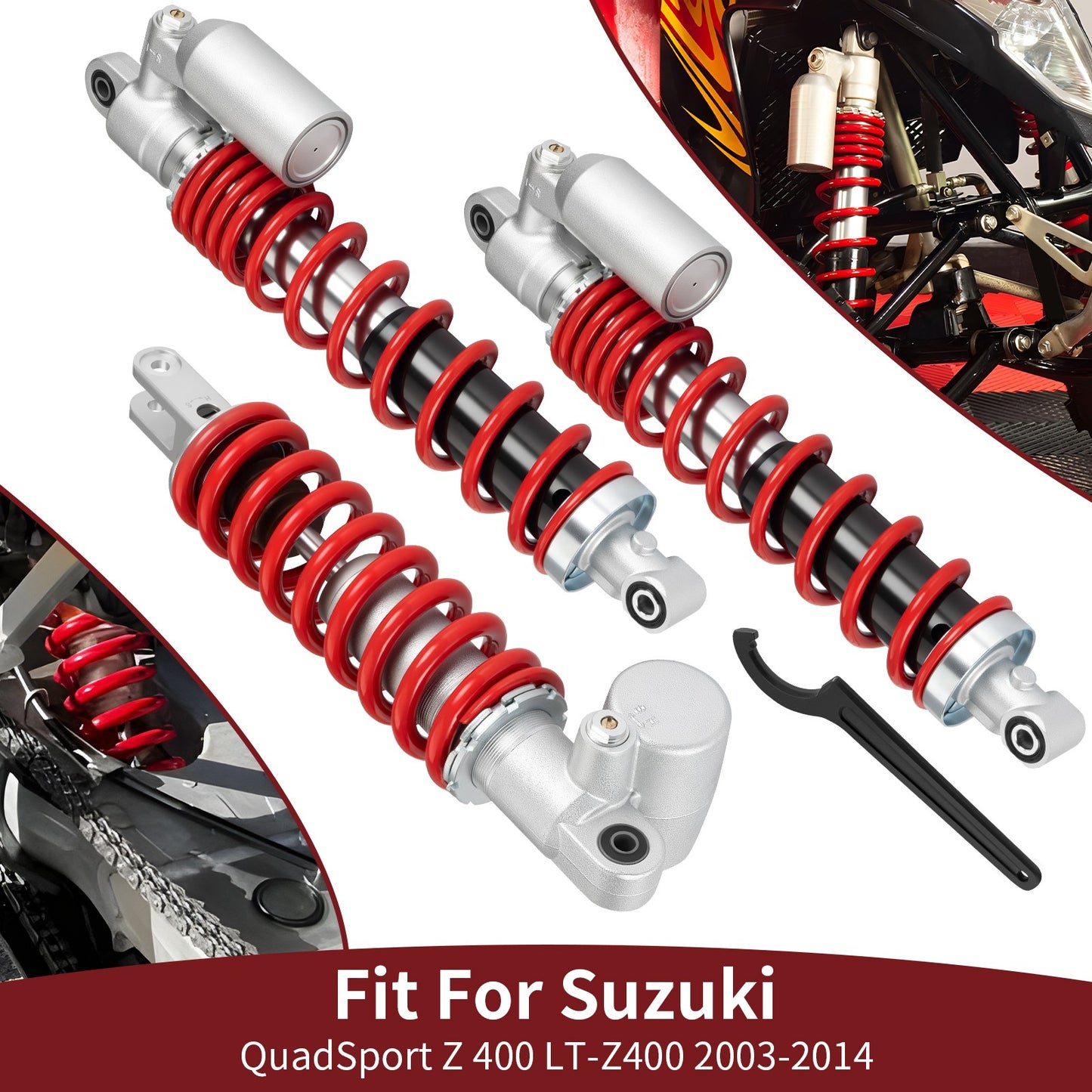 Set of 2 Front Rear Air Shocks for Suzuki Quadsport Z400 (2003–2014)