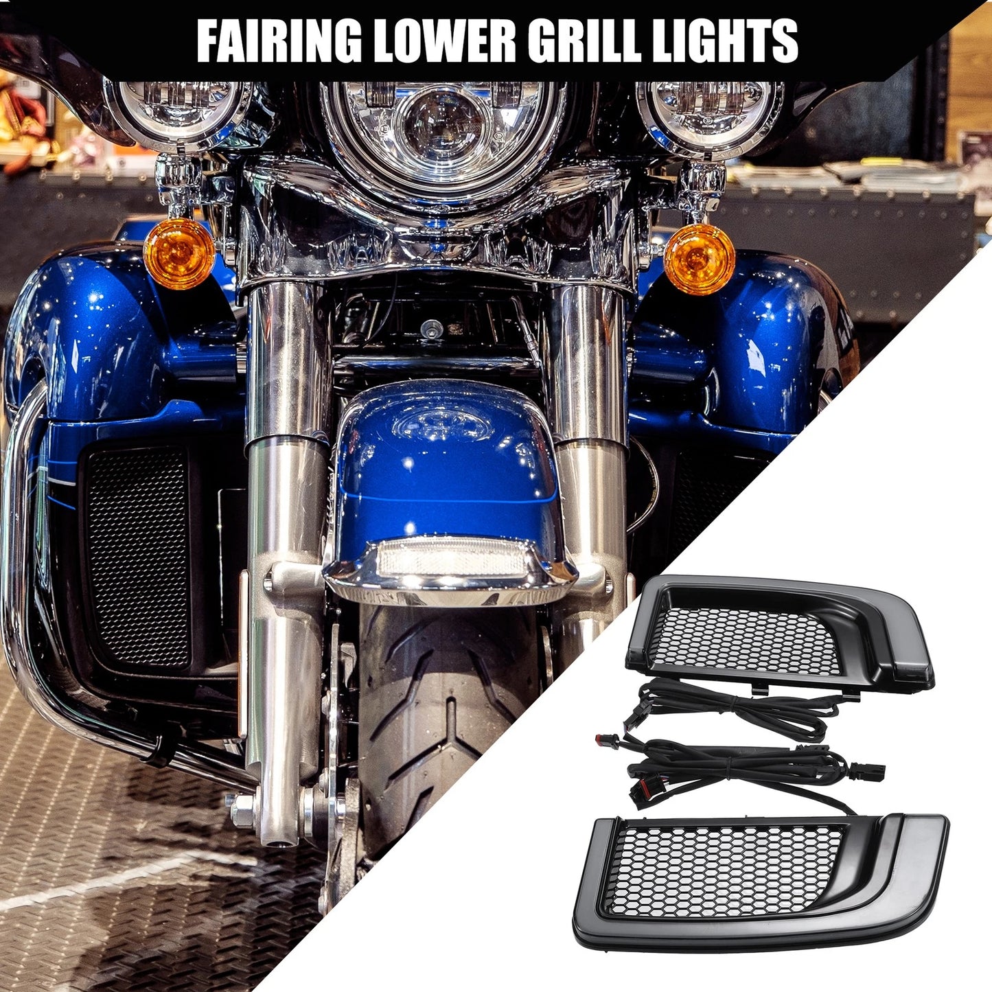 Set of 2 Motorcycle Fairing Lower Grills Turn Signals for Harley Road Glide (2015–2023)