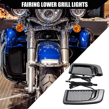 Set of 2 Motorcycle Fairing Lower Grills Turn Signals for Harley Road Glide (2015–2023)